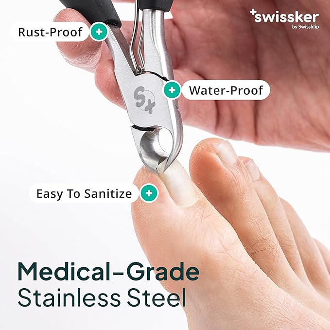 Swissklip Toenail Clippers I Heavy Duty Toe Nail Clippers I Toenail Clippers for Thick Nails I Toenail Scissors I Heavy Duty Nail Clippers for Thick Nails (Pack of 2)