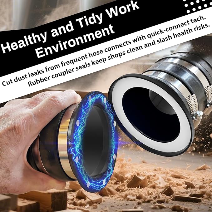 Upgraded Magnetic Dust Collection Fittings, Magnetic Dust Collection System Super Pack for 4" & 2.5" Woodwork Shop Vacuums Dust Hose, Efficiently Transfer Hoses Between Machines