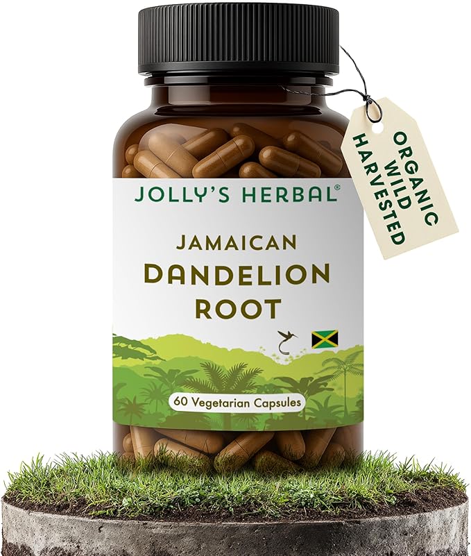 Jolly's Herbal Jamaican Dandelion Root, 60 Vegetarian Capsules, 100% Wild Harvested (Pack of 1)