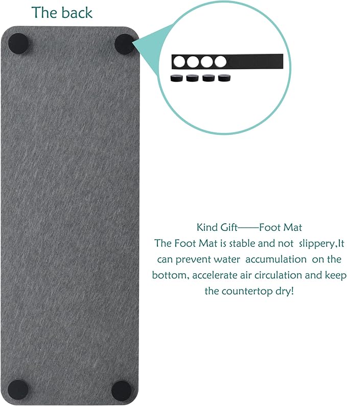 2 Pcs Water Absorbing Stone Trays, Kitchen/Bathroom Sink Soap Dish, Diatomite Tray Used for Hand Soap & Cosmetic Bottles in The Modern Home, 3.15" W x 8.7" L, Gray