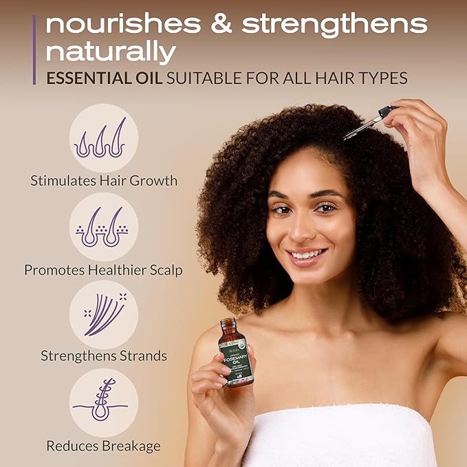 Ella & Eden Rosemary Oil for Hair 100% Pure, Steam-Distilled, Hexane-Free | USDA Certified Organic Rosemary Essential Oil for Skin Aromatherapy in a Glass Bottle, 4 Oz