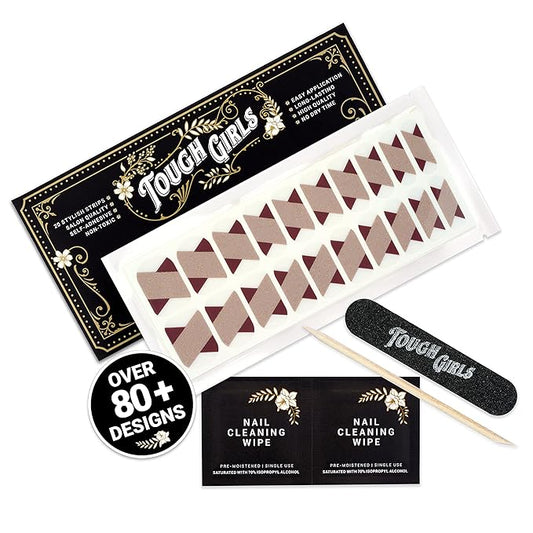 | Nail Polish Strips | 20 Stylish Strips | Brighter, Thicker, Tougher | Includes Cuticle Stick, Nail File, & Nail Wipes (Crossover Tips & Gold Mist)