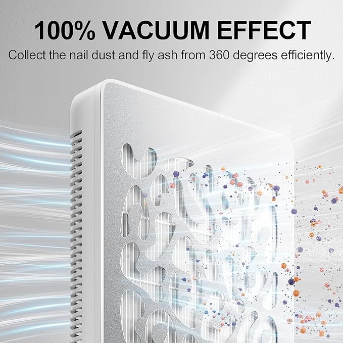 L'UGX Nail Dust Collector Professional Dust Collector Nail Tech, Adjustable 5000RPM Powerful Dust Suction Machine Manicure Pedicure Tool for Acrylic Nail Polishing, Low Noise, 30 Pcs Filter Papers