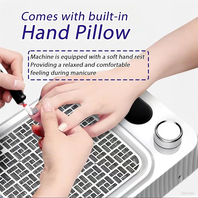 VYNTRA Nail Dust Collector Machine, Compact Vacuum Fan Dust Collector for Beginner with Reusable Filter, Powerful Dust Suction Machine Manicure Pedicure Tool for Low Noise Nail Polishing,Salon & Home