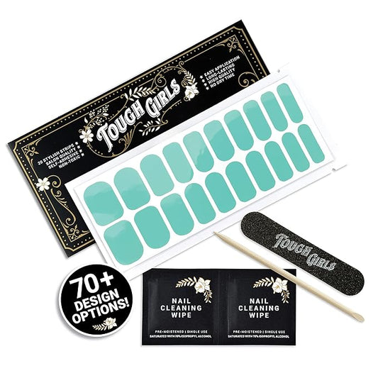 | 20 Exquisite Gel Nail Polish Strips w/Application Accessories - No UV/LED Lamp Required (Teal)