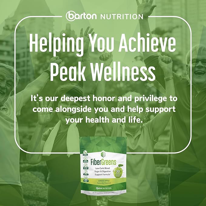 Green Apple Fiber Greens - Low-Carb Probiotics for Gut Health - Blood Function Support - Naturally Flavored Probiotic Formula with 30 Superfoods - Protects Heart Health, 30 Servings