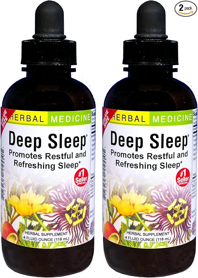 Herbs Etc. - Deep Sleep - Natural Herbal Sleep Aid Supplement - Non-Habit Forming - 4 oz Liquid Extract (Fresh California Poppy, Valerian, Passionflower, Chamomile, Lemon Balm) - 2 Pack