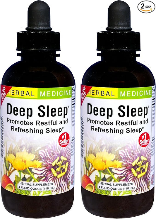 Herbs Etc. - Deep Sleep - Natural Herbal Sleep Aid Supplement - Non-Habit Forming - 4 oz Liquid Extract (Fresh California Poppy, Valerian, Passionflower, Chamomile, Lemon Balm) - 2 Pack