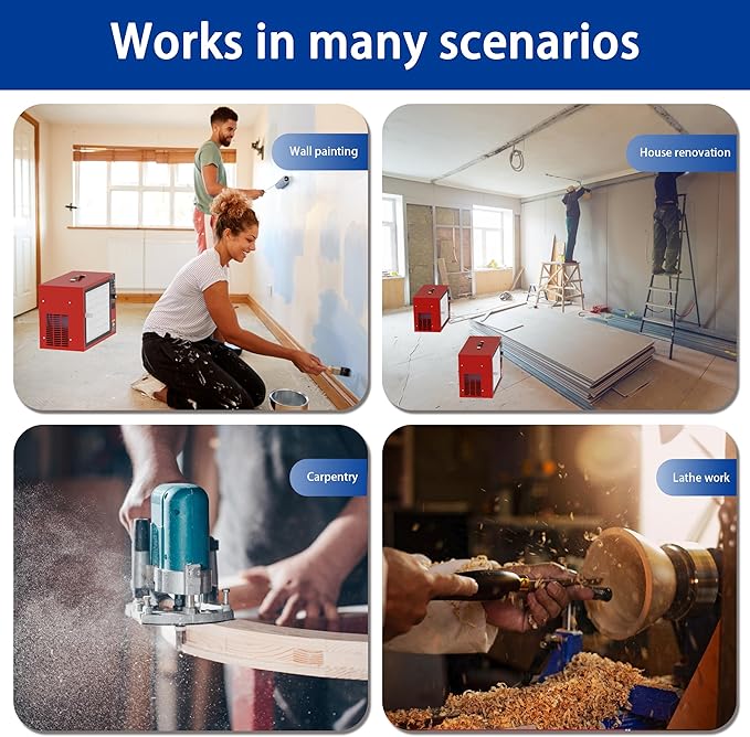 Portable Intake Air Filtration System - Tabletop Dust Collectors (850-1050CFM) for Woodworking, Movable Air Filter with Strong Vortex Fan, Works Shop Benchtop Dust Collection Systems FJ225-2