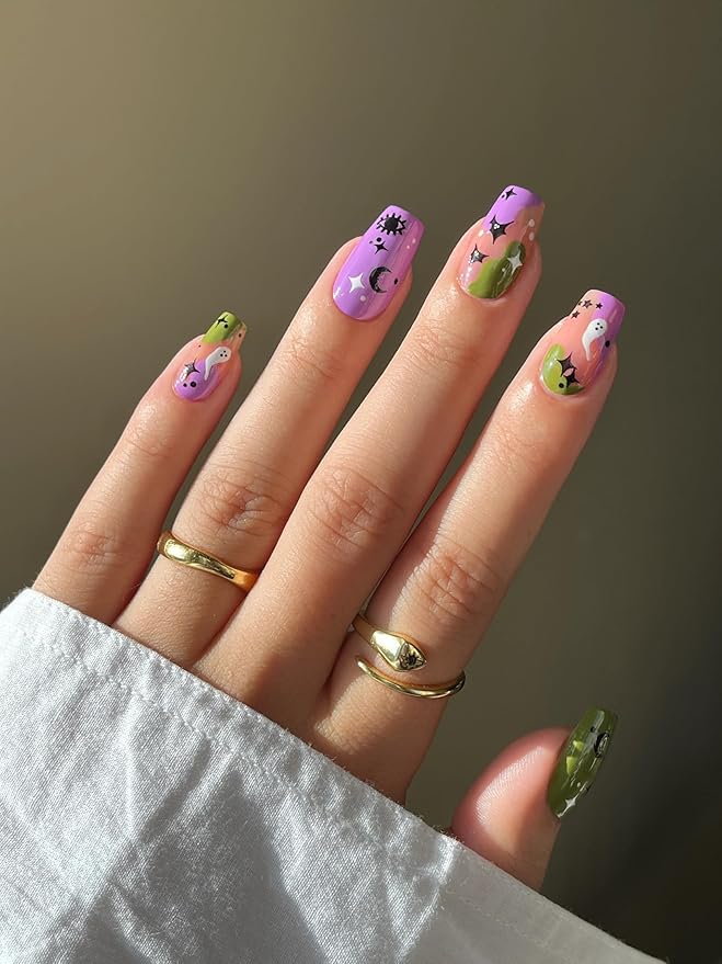 Deco Beauty Spooky Nail Stickers - Lightweight & Easy-to-Apply Nail Art with Cute & Trendy Designs - Durable & Long-Lasting Nail Stickers for Women, Ideal for DIY Manicures