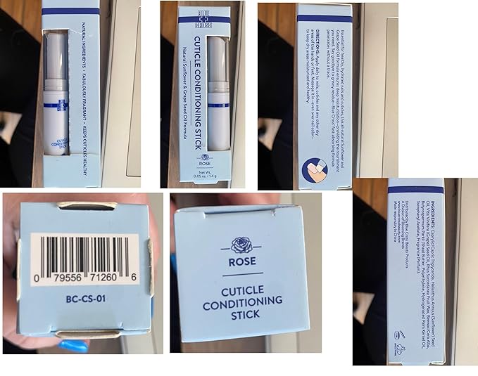 Blue Cross Cuticle Balm Conditioning Stick, Scented Cuticle Softener Oil Balm with Nourishing Sunflower & Grape Seed Oil, Professional Nail Care Supports Dry + Damaged Cuticles, 0.05oz, Rose