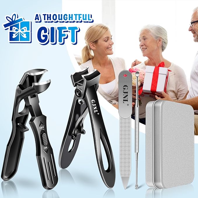 Toenail Clippers for Seniors Thick Toenails, Stocking Stuffers Gifts for Men Women, Angled Head Long Handle Toe Nail Clippers for Men with Wide Jaw Opening, Christmas Xmas Presents Gifts for Adults