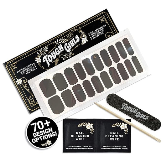 | 20 Exquisite Gel Nail Polish Strips w/Application Accessories - No UV/LED Lamp Required (Dark Gray)