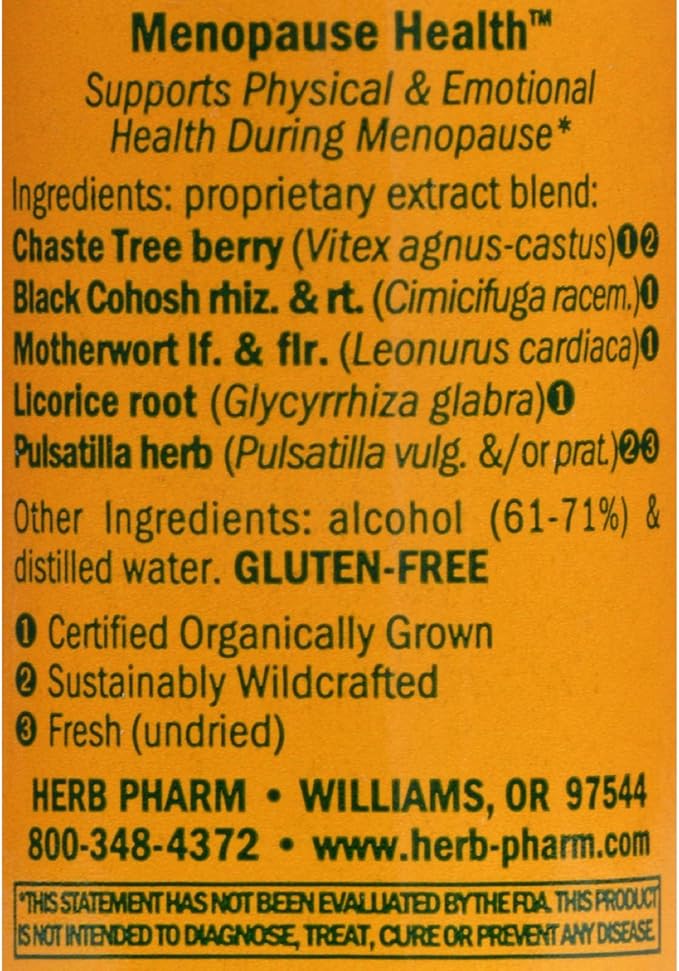 Herb Pharm Menopause Health Liquid Herbal Formula for Physical and Emotional Support - 1 Ounce