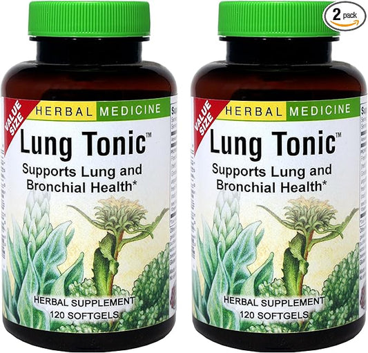 Herbs Etc. Lung Tonic - Lung Supplement for Bronchial Support - Healthy Breathing Support with Mullein, Horehound & Grindelia - 120 Softgels - 2 Pack