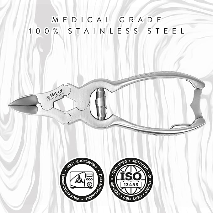 High Carbon Steel Professional Nail Clippers for Seniors & Podiatrist Toenail Clippers | Hammer Forged to Trim Thick or Hard Toenails | Heavy Duty Toenail Clippers for Thick Toenails (Silver)