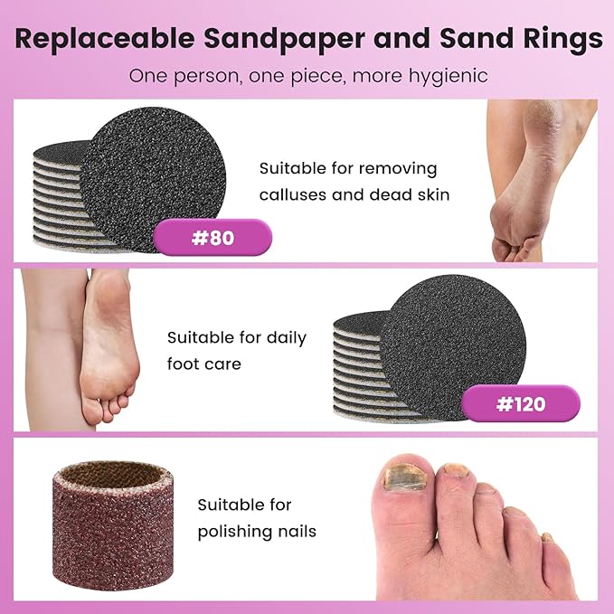 2 in 1 Foot File & Nail Drill, Rechargeable Electric Foot Callus Remover with 9 Adjustable Settings, Digital Display Screen Electric Callus Remover for Feet, Foot Scrubber for Women Men (Light Pink)