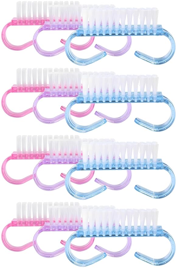 12-Pack Handle Grip Nail Brush(assorted color), Fingernail Scrub Cleaning Brushes for Toes and Nails Cleaner, Pedicure Brushes for Men and Women