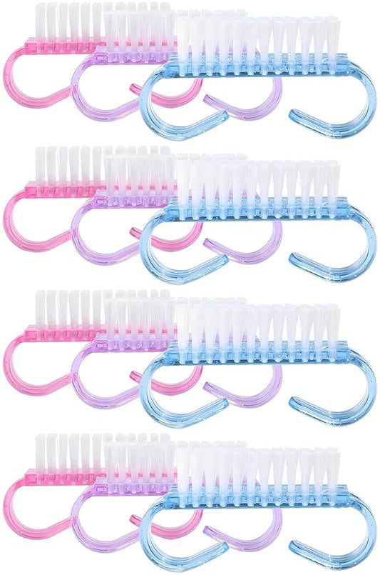 12-Pack Handle Grip Nail Brush(assorted color), Fingernail Scrub Cleaning Brushes for Toes and Nails Cleaner, Pedicure Brushes for Men and Women