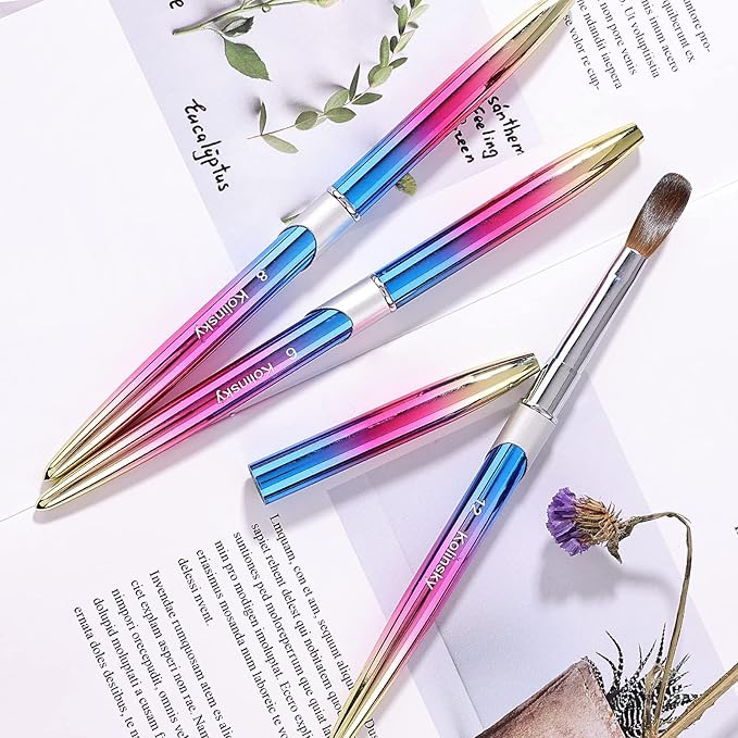 100% Kolinsky Acrylic Nail Brush Size 16,Pure Handmade Round Shape Nail Brushes For Acrylic Application,Professional Nail Art Brush Manicure for Women (#16)