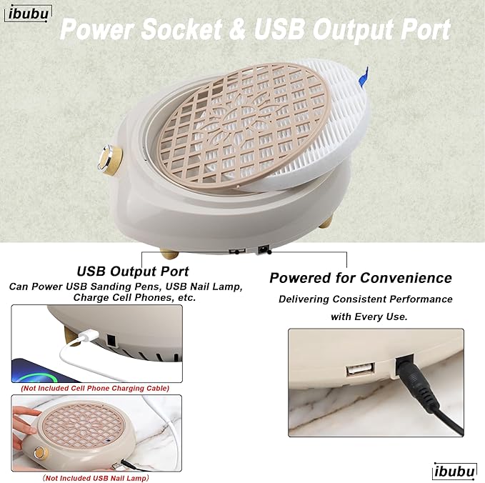 Upgrade Small Nail Dust Collector Vacuum Cleaner Machine 130W Powerful Strong Fan Extractor Suction Electric Nail Filer Manicure Dust Collector Quiet with Multiple Tool Kits for Home Salon