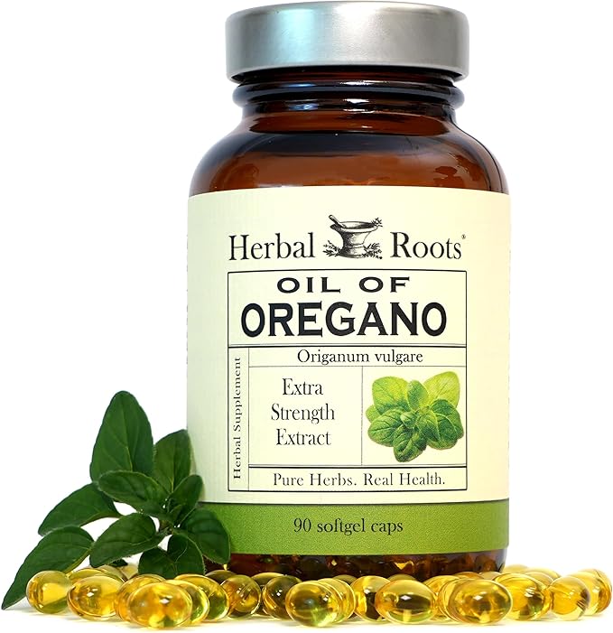 Herbal Roots Oil of Oregano - Made from Mediterranean Oregano Oil - 90 Easy to Swallow Softgel Capsules - Extra Strength 150mg