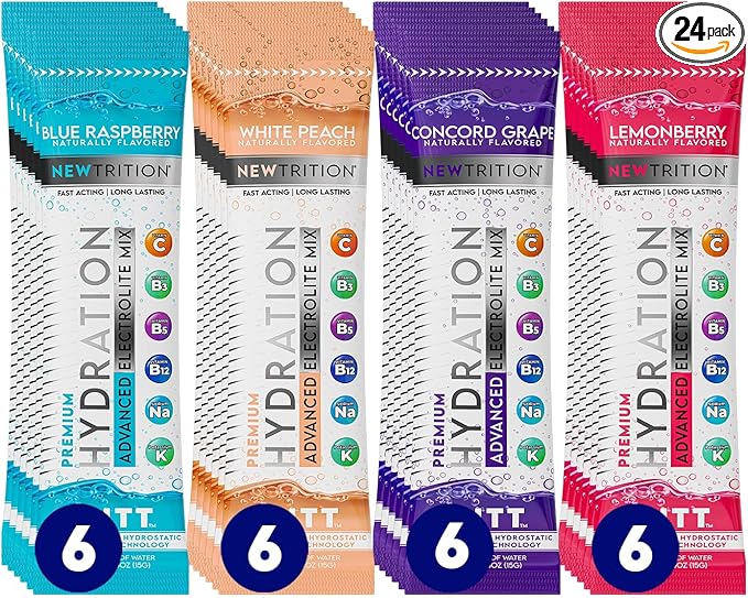 Hydration Powder, Electrolyte Powder Packets, Naturally Flavored Hydrating Packets for Water, Fast Acting Hydrate Electrolytes with Vitamins C & D
