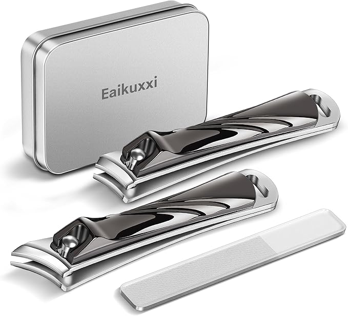 Nail Clipper Set, Premium Sharp Toenail Clippers & Fingernail Clipper, Nail Cutter, Nail Clippers for Adult Men Women Seniors, Black