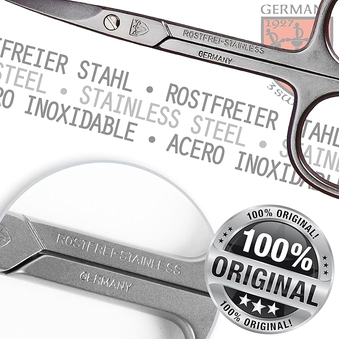 3 Swords Germany - brand quality STAINLESS STEEL INOX STRAIGHT CUTICLE SCISSORS (1 PIECE) with case for manicure pedicure - nail care by 3 Swords - Made in Germany