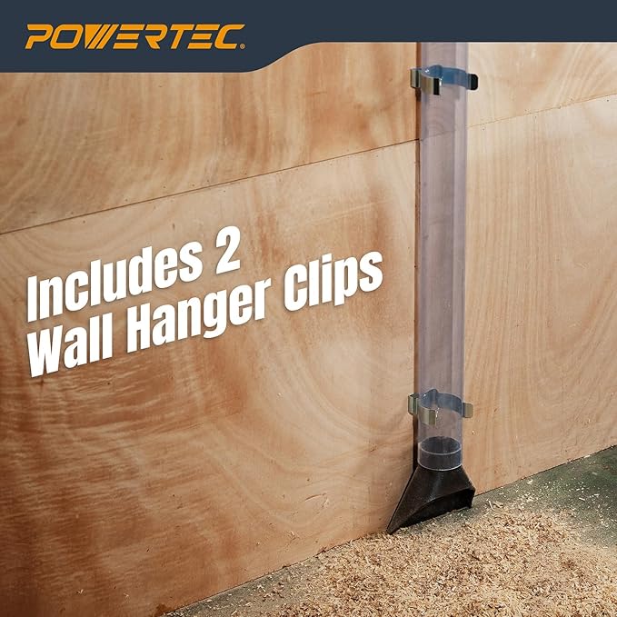 POWERTEC 2-1/2" Dust Collection Hose Floor Sweep Kit with 36" Clear Tube Extension, 3 Vacuum Nozzles, 2 Wall Mount Storage Clips, 1-1/2" Reducer Adapter (70443)