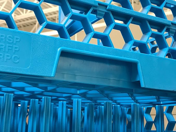 Carlisle FoodService Products Opticlean 25-Compartment Glass Rack with 1 Extender, Blue , 5.56"