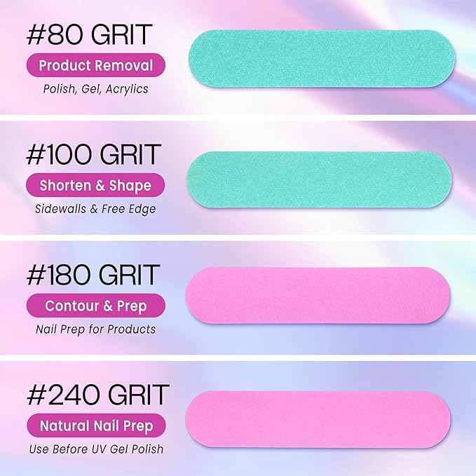 25PCS Mini Size PANA Professional Double Sided Nail Files - Pink&Teal, 80/80 Grit - Emery Board Nail Buffering File Manicure Pedicure Nail Polisher Washable