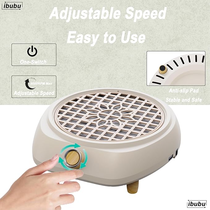 Upgrade Small Nail Dust Collector Vacuum Cleaner Machine 130W Powerful Strong Fan Extractor Suction Electric Nail Filer Manicure Dust Collector Quiet with Multiple Tool Kits for Home Salon