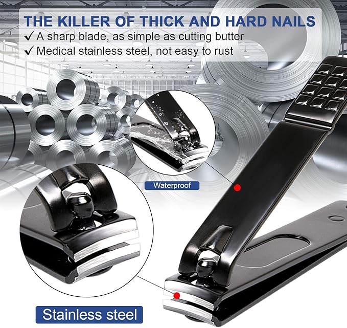 Manicure Pedicure Kit Nail Clippers Set 18 in 1 High Precision Stainless Steel Cutter File Sharp Scissors for Men & Women Fingernails & Toenails Vibrissac Scissors with Stylish Case (black&red_8in1)