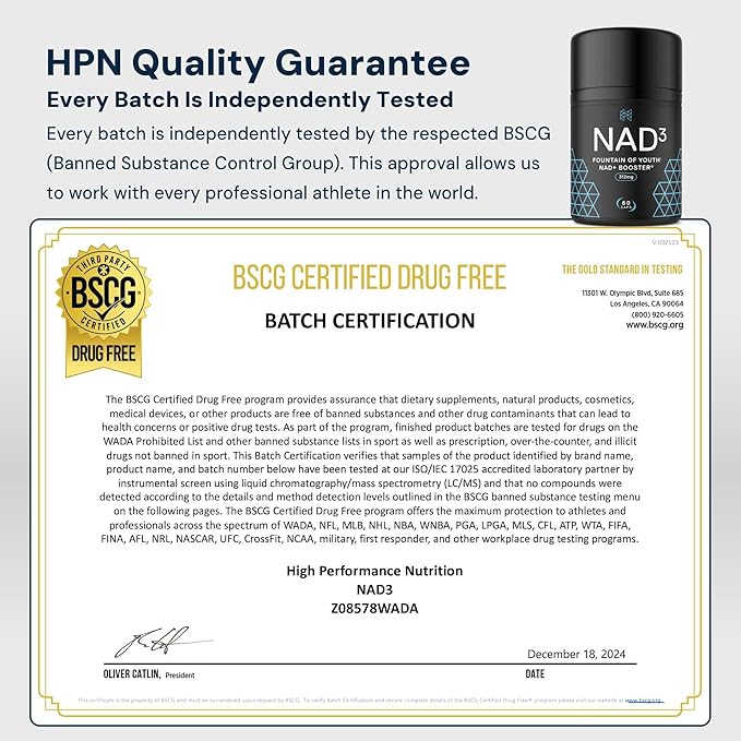 HPN NAD3 Clinical NAD+ Booster, Cellular Health & Natural Energy - NAD Supplement for Healthy Aging, Metabolic Support, NRF2 & Longevity, Nicotinamide Riboside & NMN Alternative, 60ct, 30-Day Supply