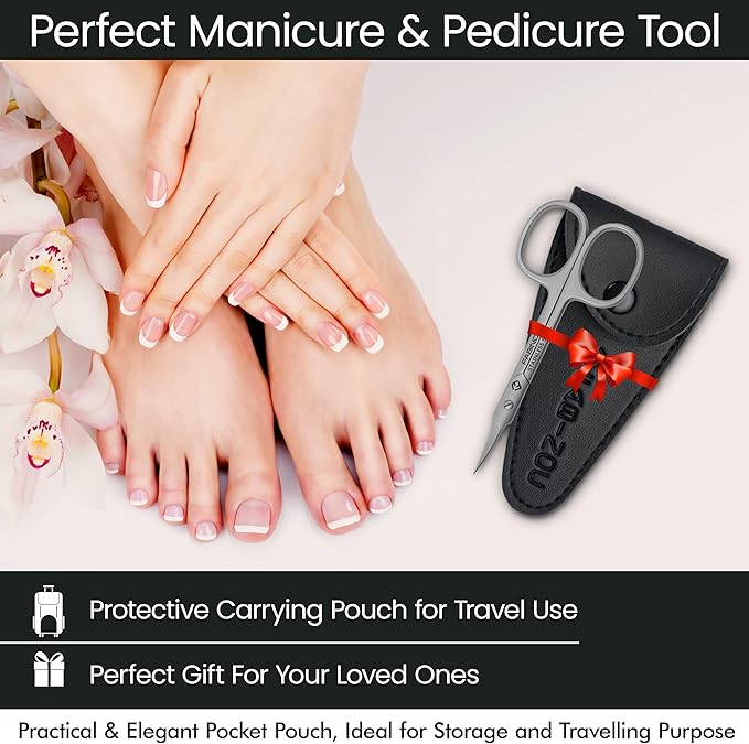 Cuticle Scissors Extra Fine Curved – German Quality Stainless Steel – Manicure Scissors for women – Beauty Scissors for Eyelash, Eyebrows and Dry Skin