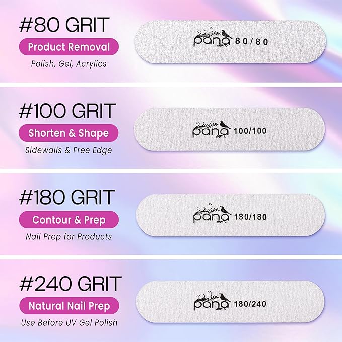 25PCS Mini Size PANA Professional Double Sided Nail Files - Zebra, 80/80 Grit - Emery Board Nail Buffering File Manicure Pedicure Nail Polisher Washable