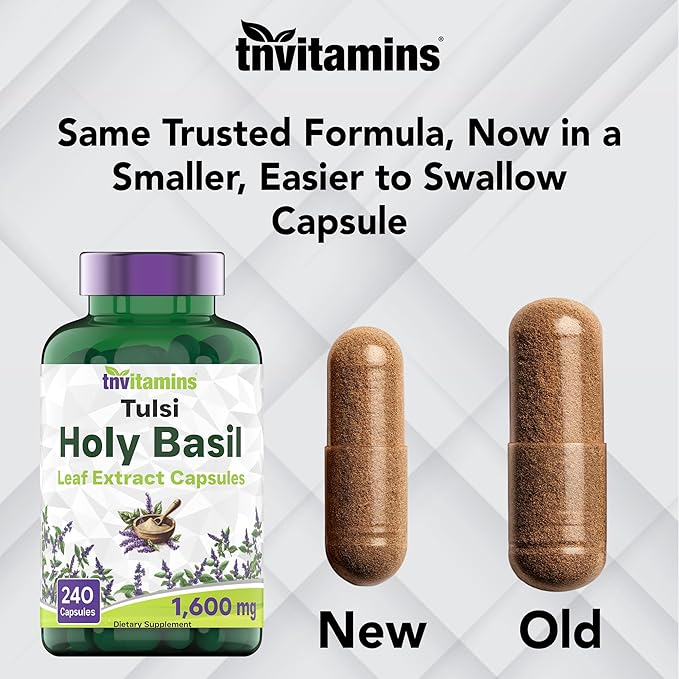 Holy Basil Capsules (1,600 mg Equivalent - 240 Capsules) | 8 Month Supply | AKA Tulsi | May Promote Stress & Frustration Relief* | Adaptogenic, & Ayurvedic Herb