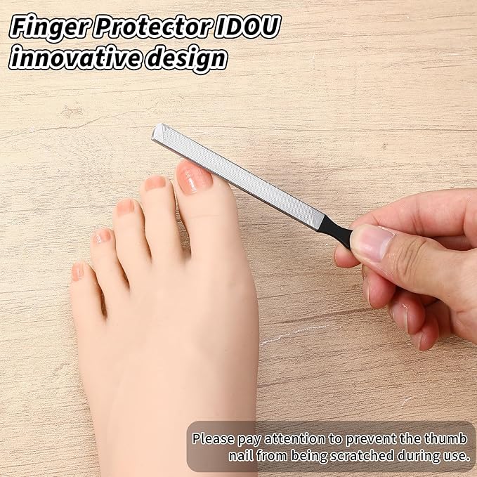 Toe Nail Files for Thick Nails Stainless Steel Double-Sided Professional Nail Dresser for Men Seniors Dogs 4 Pieces Set