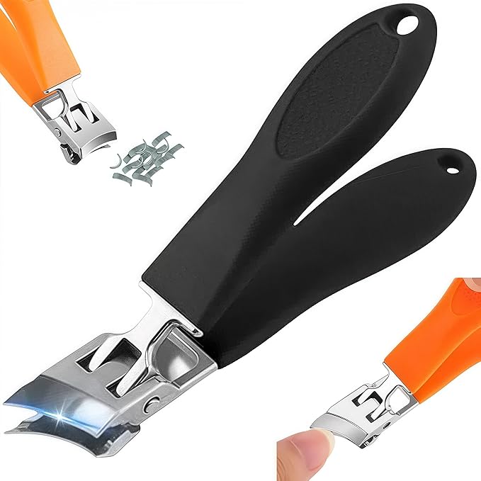 Wide Jaw Opening Anti-Splash Slanted Nail Clipper, 2026 New Ingrown Nail Clippers Fingernail and Toenail Clippers Clippers, Curved Toenail Clippers for Thick Nails (Black)