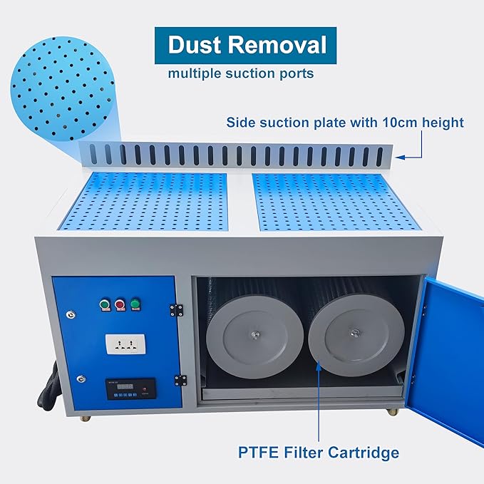 TECHTONGDA Grinding Dust Collection 1.2M Flat Workbench Table Welding Smoke Purifier with Metal Dust Collector for Polishing Welding Dust Removal with Side Suction Plate 220V 2.2KW