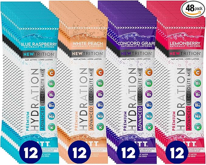 Hydration Powder, Electrolyte Powder Packets, Naturally Flavored Hydrating Packets for Water, Fast Acting Hydrate Electrolytes with Vitamins C & D