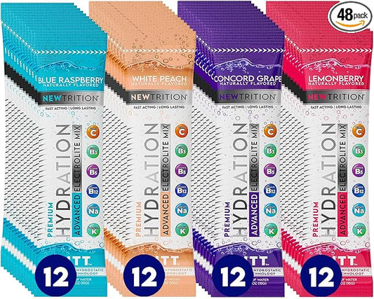Hydration Powder, Electrolyte Powder Packets, Naturally Flavored Hydrating Packets for Water, Fast Acting Hydrate Electrolytes with Vitamins C & D