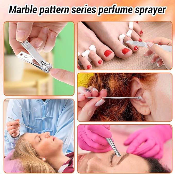 12 Sets Manicure Set Bulk Nail Clippers Pedicure Kit for Men, Nail Grooming Pedicure Kit with Case Travel 8 in 1 Stainless Steel Professional Nail Care Tools Set