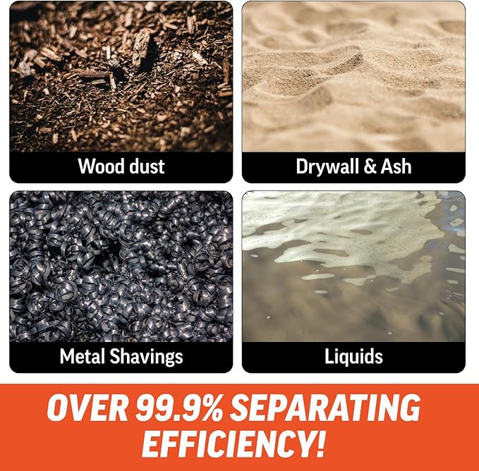 PRO Low-profile Dust Separator – Dust Collection Separator, Up to 99.9% Efficiency, Vacuum Accessories for Wet/Dry Vac System, Fits 2-½” Nominal Fittings, Elbows and Hose Sold Separately