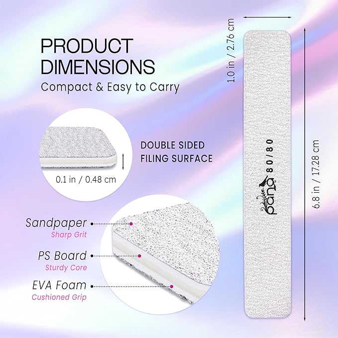 10pcs - PANA Jumbo Double-Sided Emery Nail File for Manicure, Pedicure, Natural, and Acrylic Nails - Zebra (Grit 80/80)