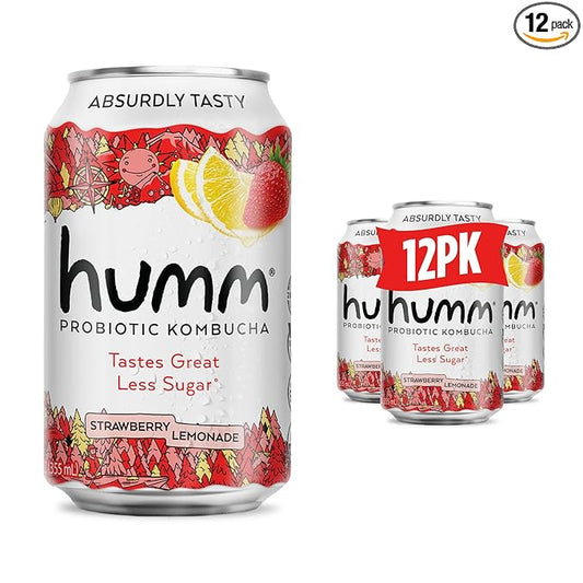 Humm Kombucha Strawberry Lemonade, Organic, Vegan & GMO Free (12 Pack)