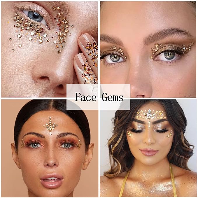 Nail Art Charms Rhinestones with Glue Gel Champagne Nail Rhinestones Supplies Accessories Gold Butterfly Multi Shape Crystal AB Rhinestone Nails Gems Jewelry for Women Nails Design