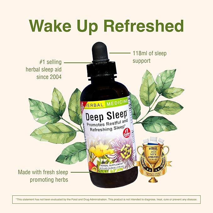 Herbs Etc. - Deep Sleep - Natural Herbal Sleep Aid Supplement - Non-Habit Forming - 4 oz Liquid Extract (Fresh California Poppy, Valerian, Passionflower, Chamomile, Lemon Balm) - 2 Pack