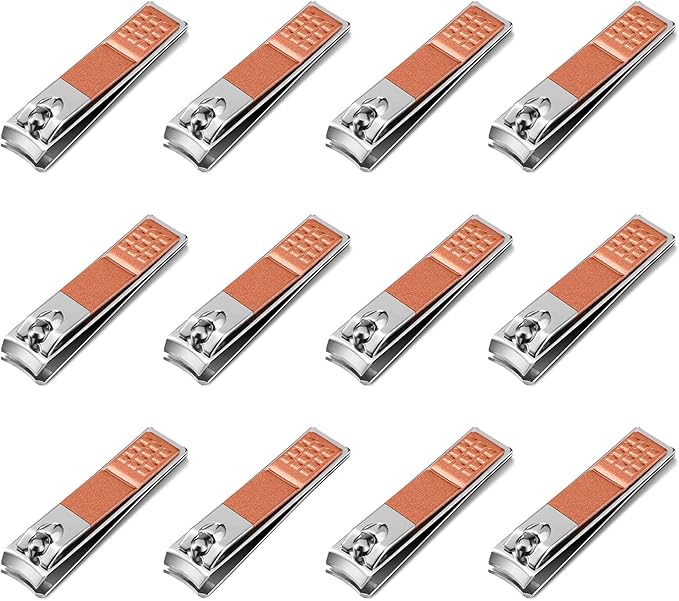 Yaomiao 12 Pieces Nail Clipper Set Stainless Steel Nail Cutter Fingernails and Toenail Clipper Cutter for Women Men (Rose Gold)